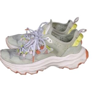 Sorel Kinetic Breakthru Tech Lace White Orange Green Athletic Shoe Women Size 10